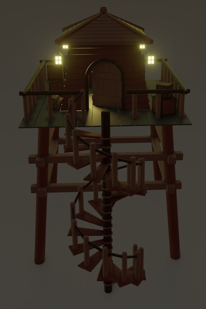 Forest House Low-poly 3D model_1