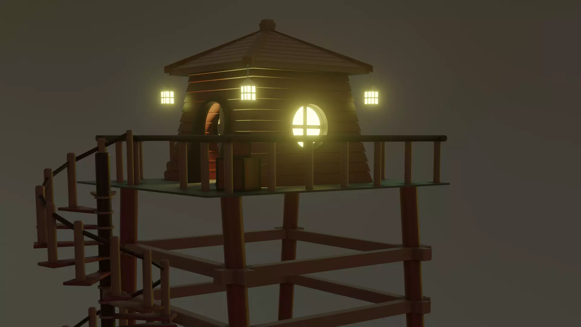 Forest House Low-poly 3D model_0