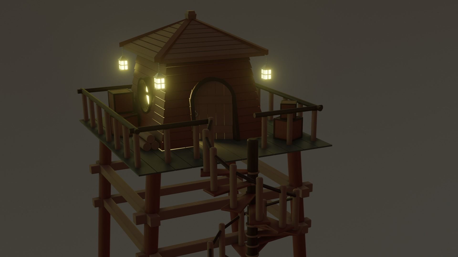 Forest House Low-poly 3D model_3