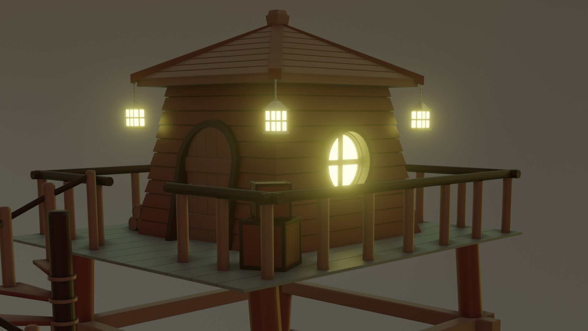 Forest House Low-poly 3D model_2