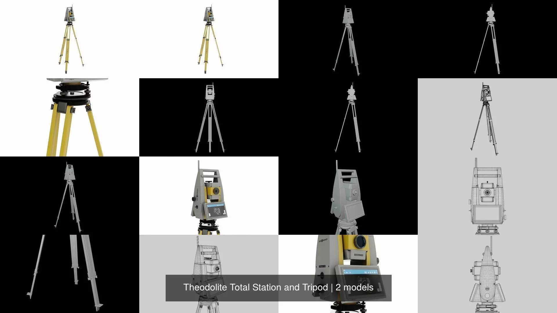 Theodolite Total Station and Tripod 3D Model Collection_1