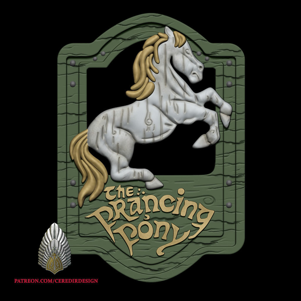 Prancing Pony Sign lord of the rings 3D DIGITAL DOWNLOAD 3D print model_2