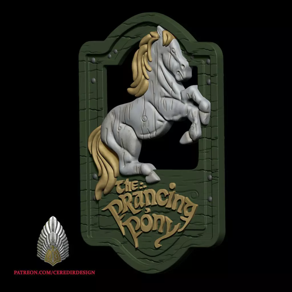 Prancing Pony Sign lord of the rings 3D DIGITAL DOWNLOAD 3D print model_0