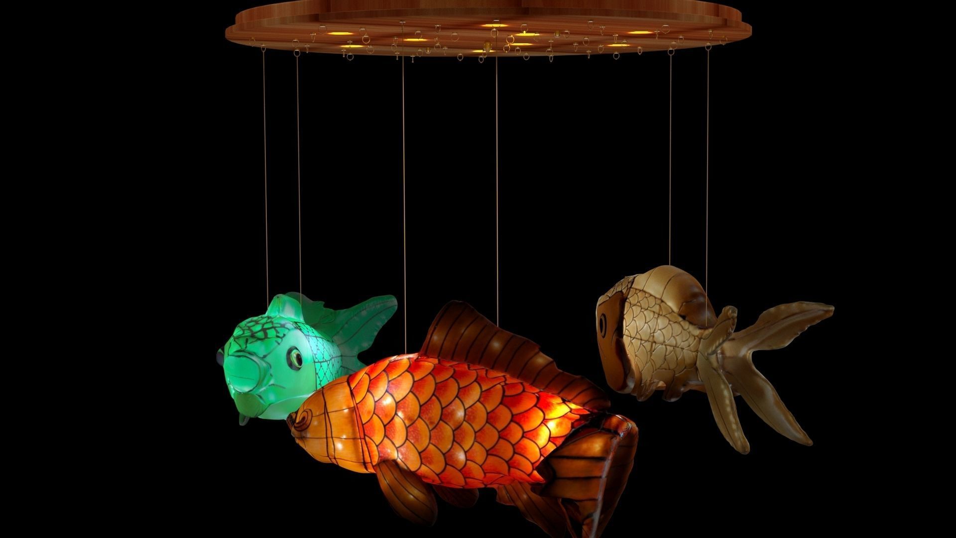 Chinese fish lantern 3D model_4