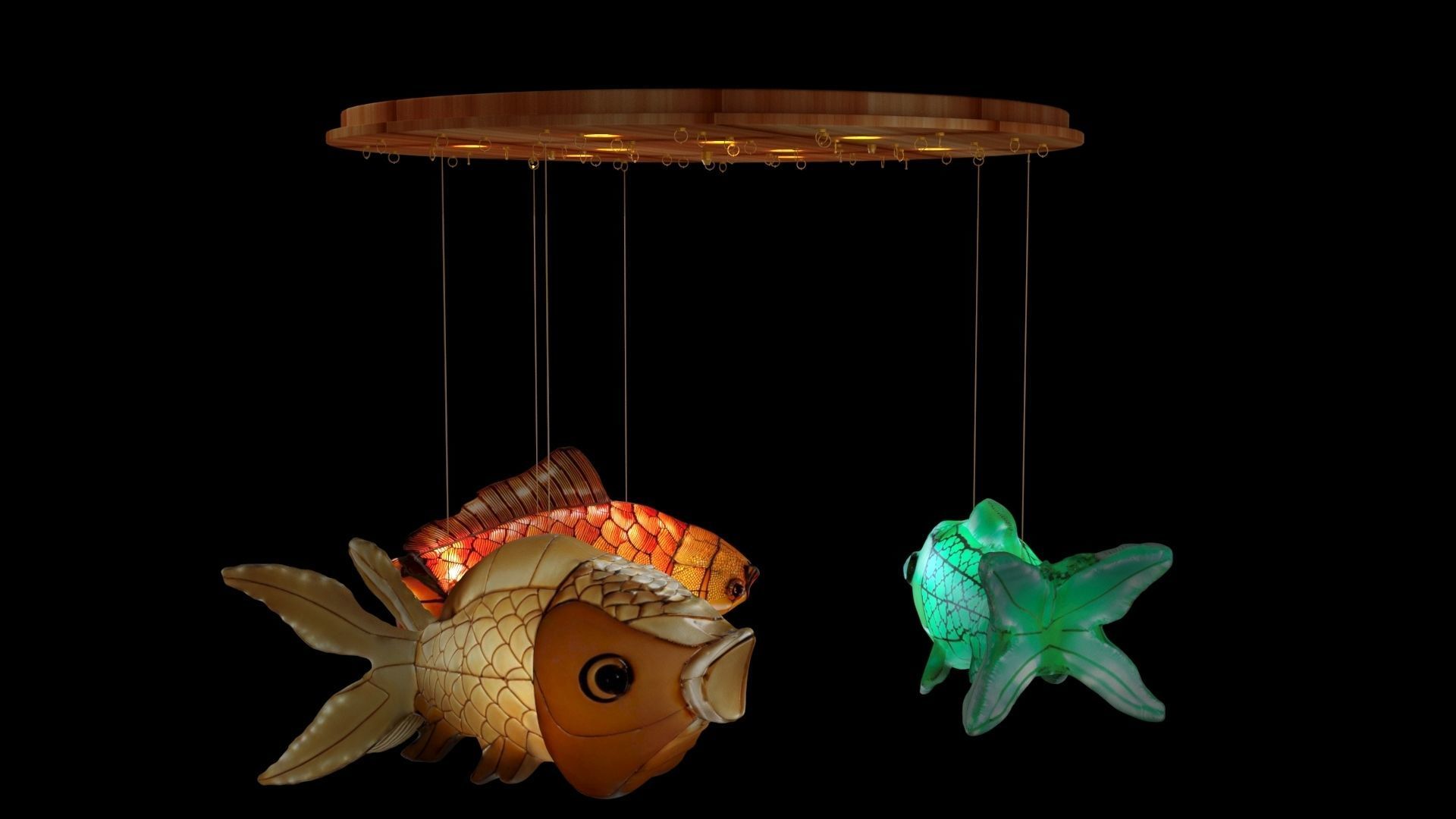 Chinese fish lantern 3D model_2