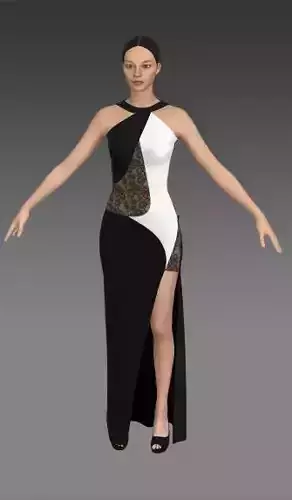 Dress asymetric Low-poly 3D model