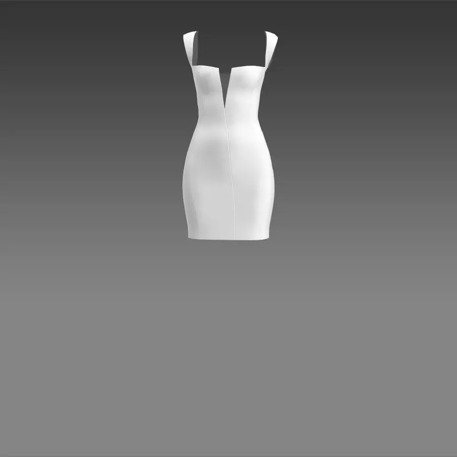Dress white  Low-poly 3D model_0