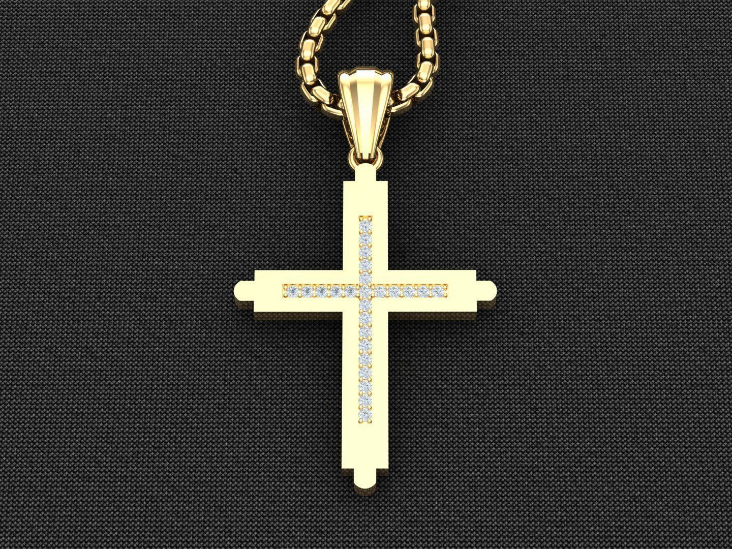 High Cross Pendant Light Gold 18K 3CP096 3D model_2