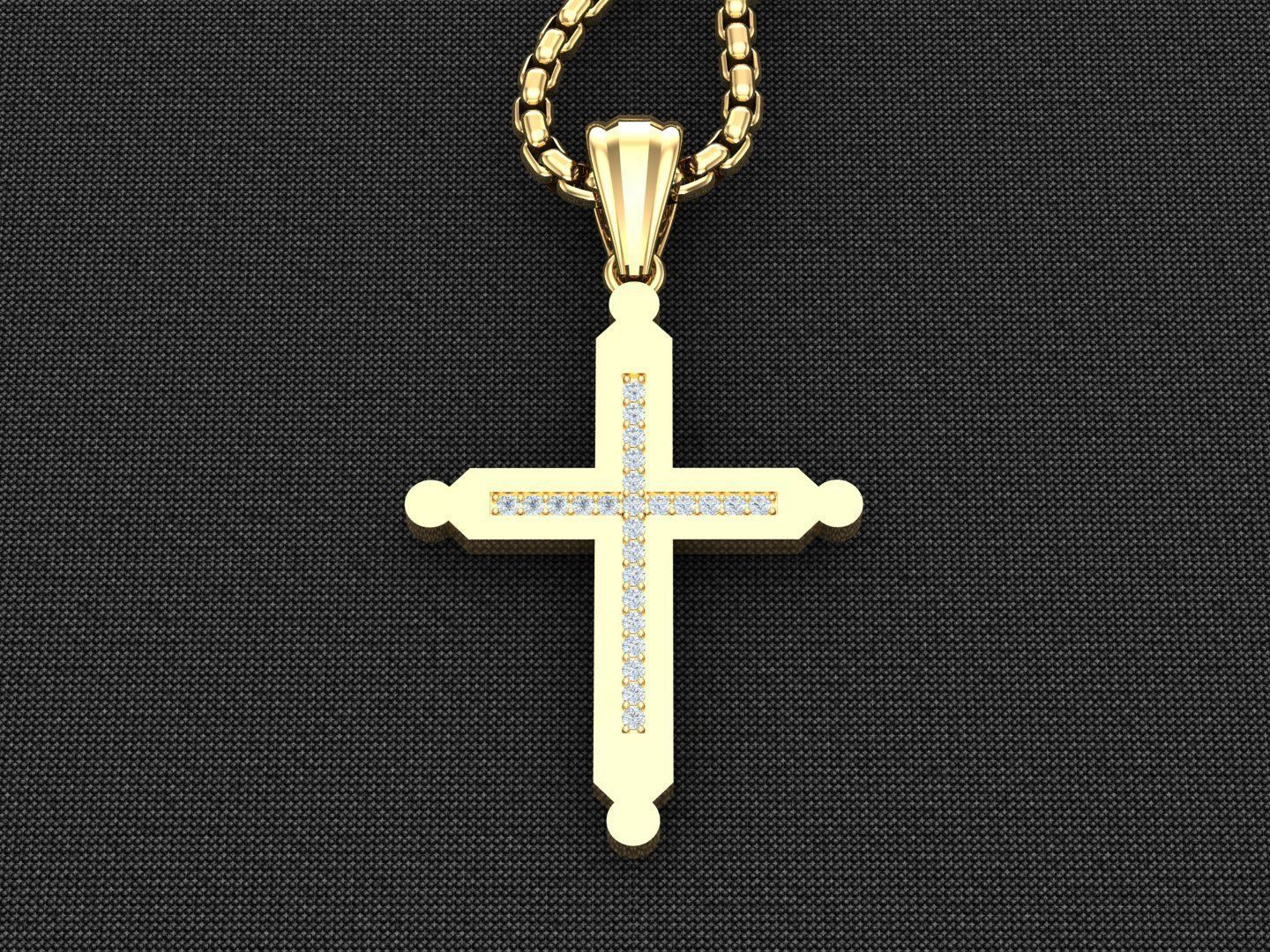 High Cross Pendant Light Gold 18K 3CP095 3D model_2