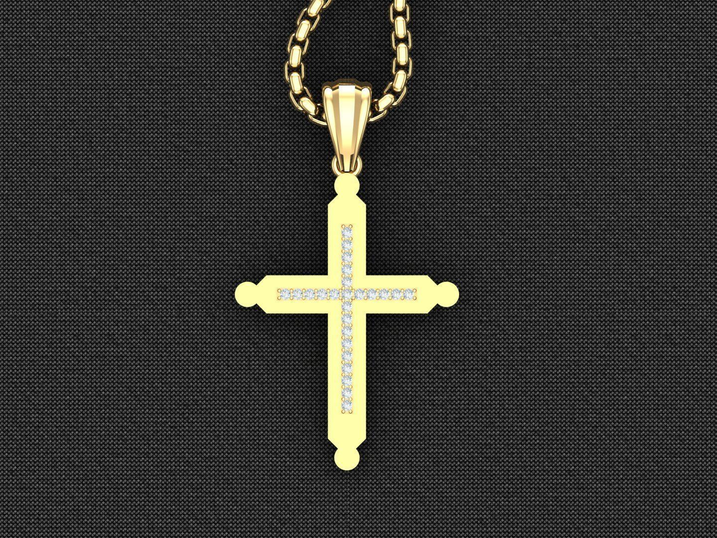 High Cross Pendant Light Gold 18K 3CP095 3D model_4