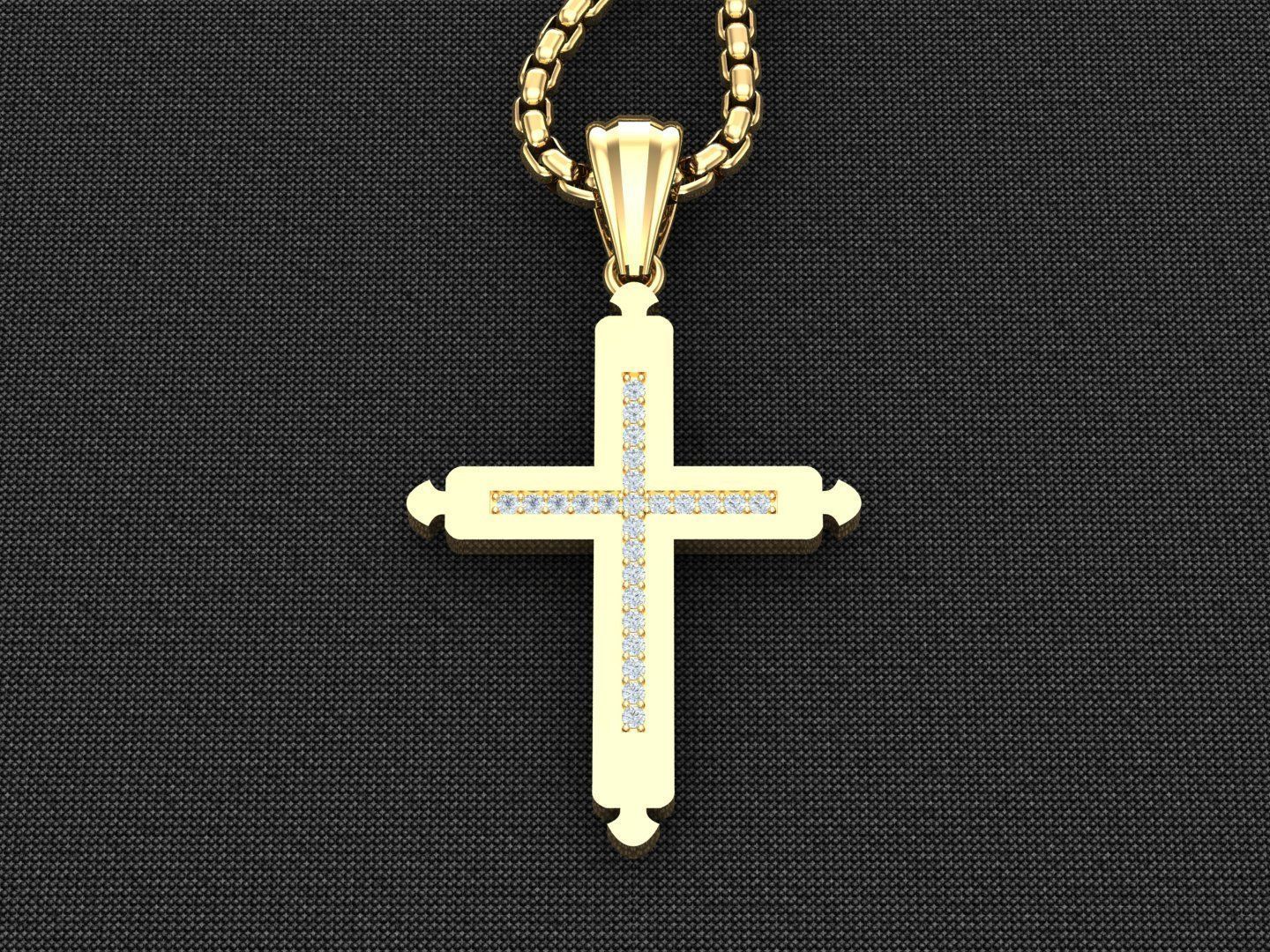 High Cross Pendant Light Gold 18K 3CP092 3D model_2
