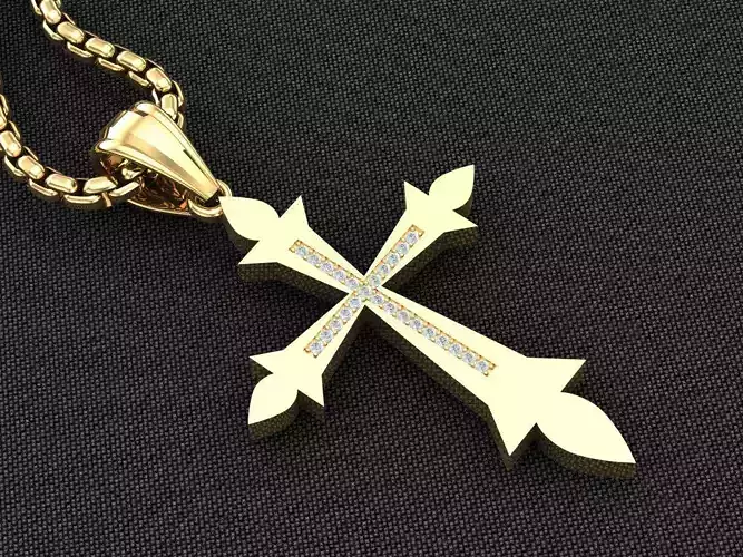 High Cross Pendant Light Gold 18K 3CP090