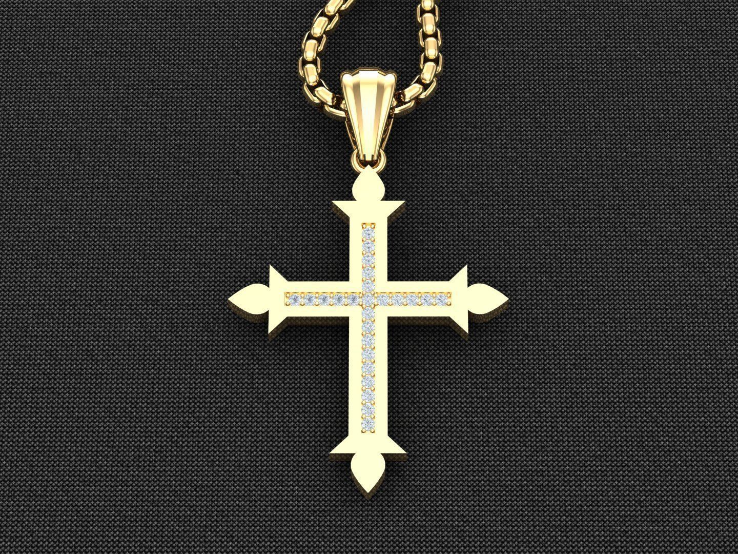 High Cross Pendant Light Gold 18K 3CP086 3D model_2