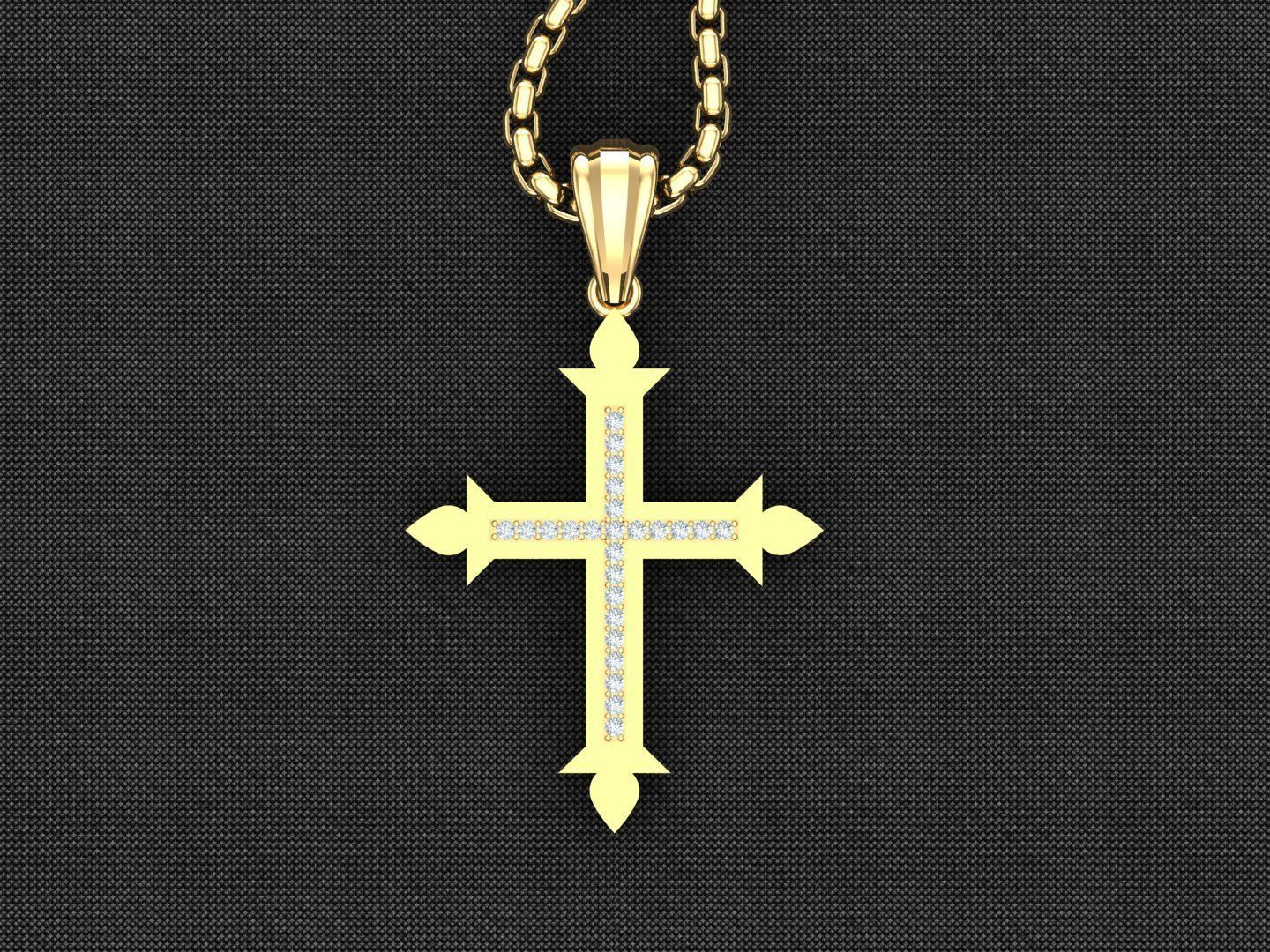 High Cross Pendant Light Gold 18K 3CP086 3D model_4