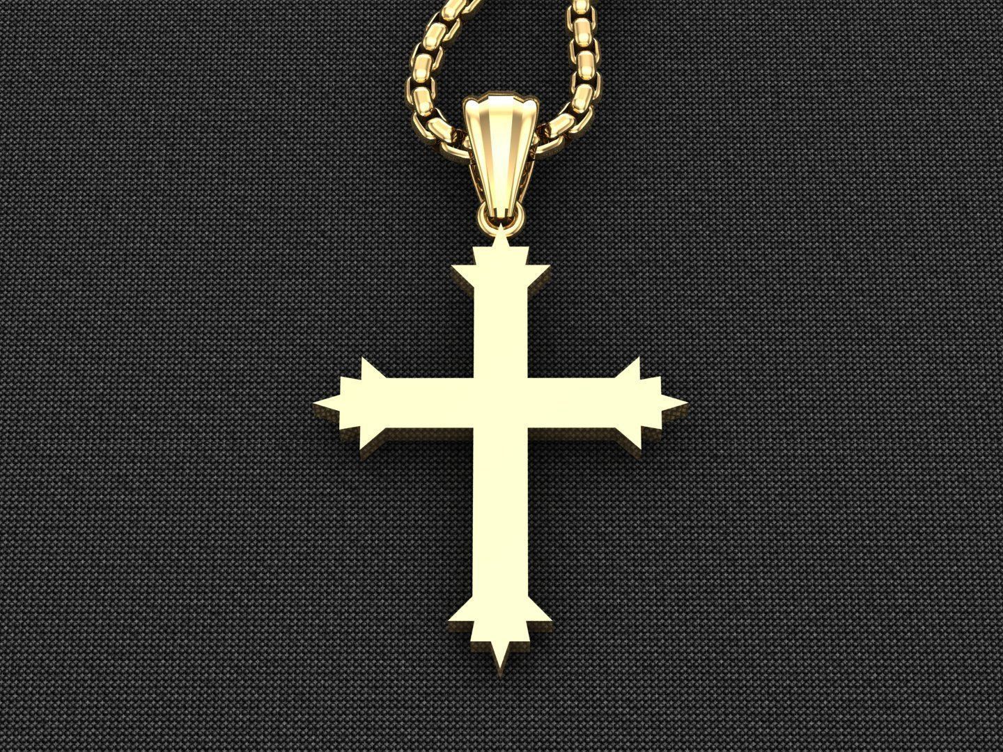 High Cross Pendant Light Gold 18K 3CP082 3D model_2