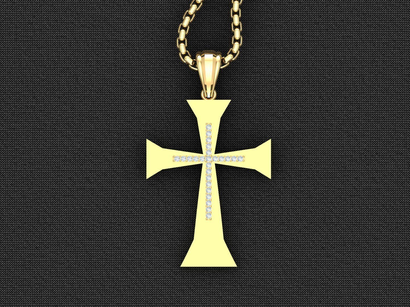High Cross Pendant Light Gold 18K 3CP079 3D model_4
