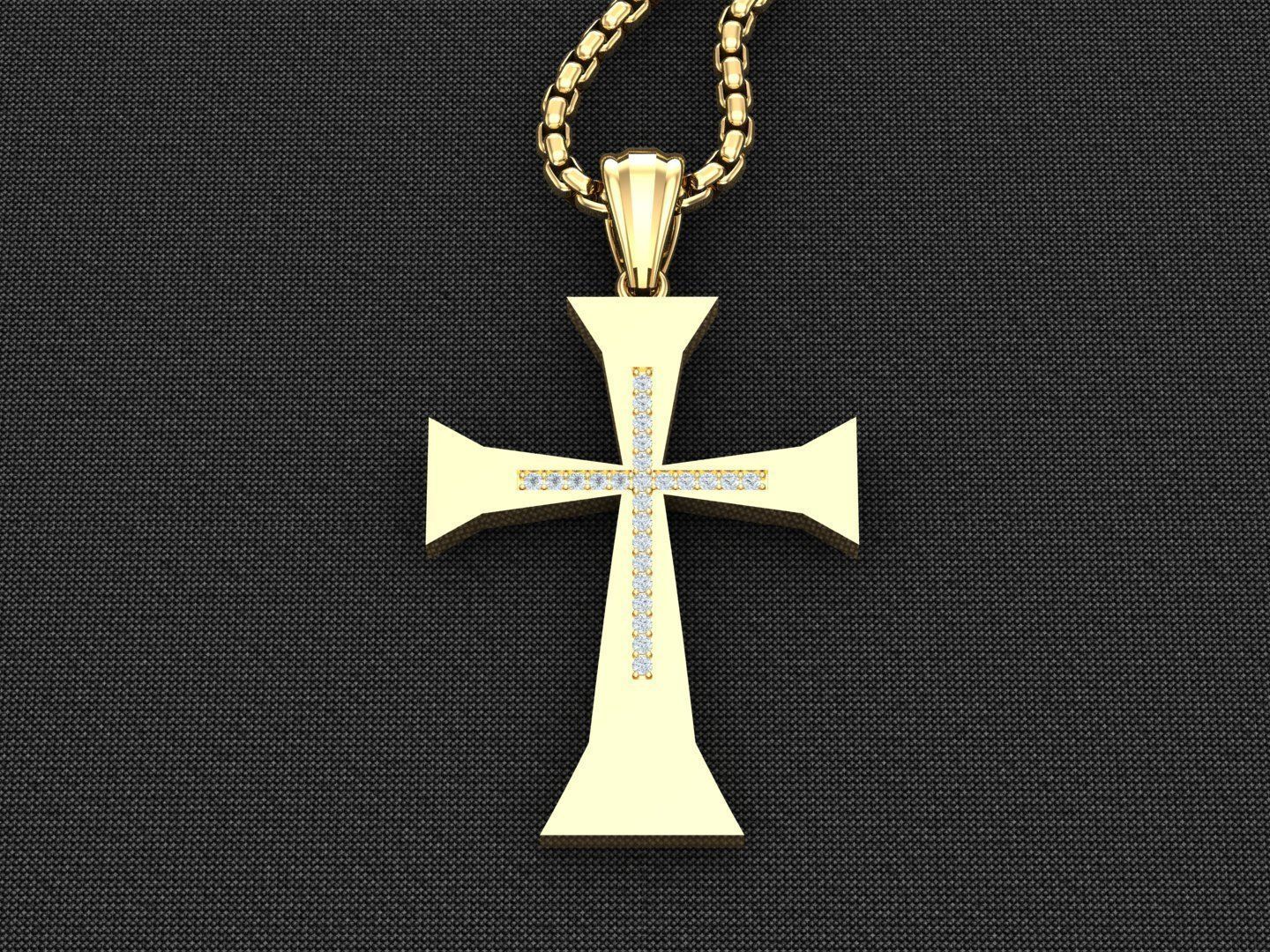 High Cross Pendant Light Gold 18K 3CP079 3D model_2