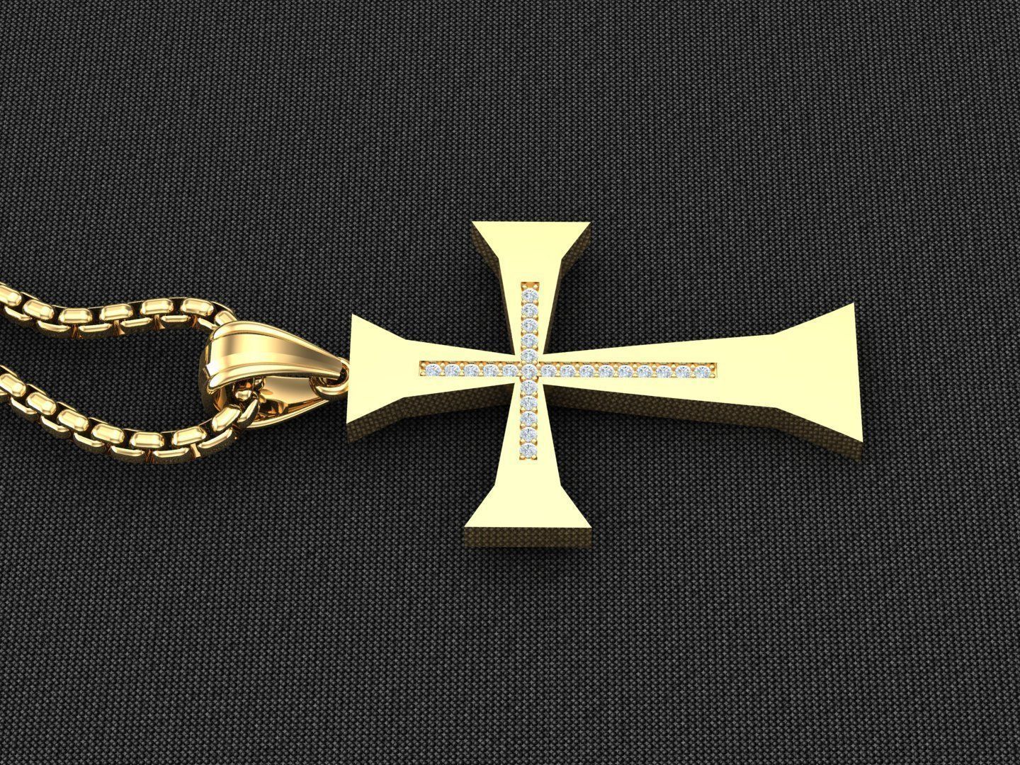 High Cross Pendant Light Gold 18K 3CP079 3D model_3