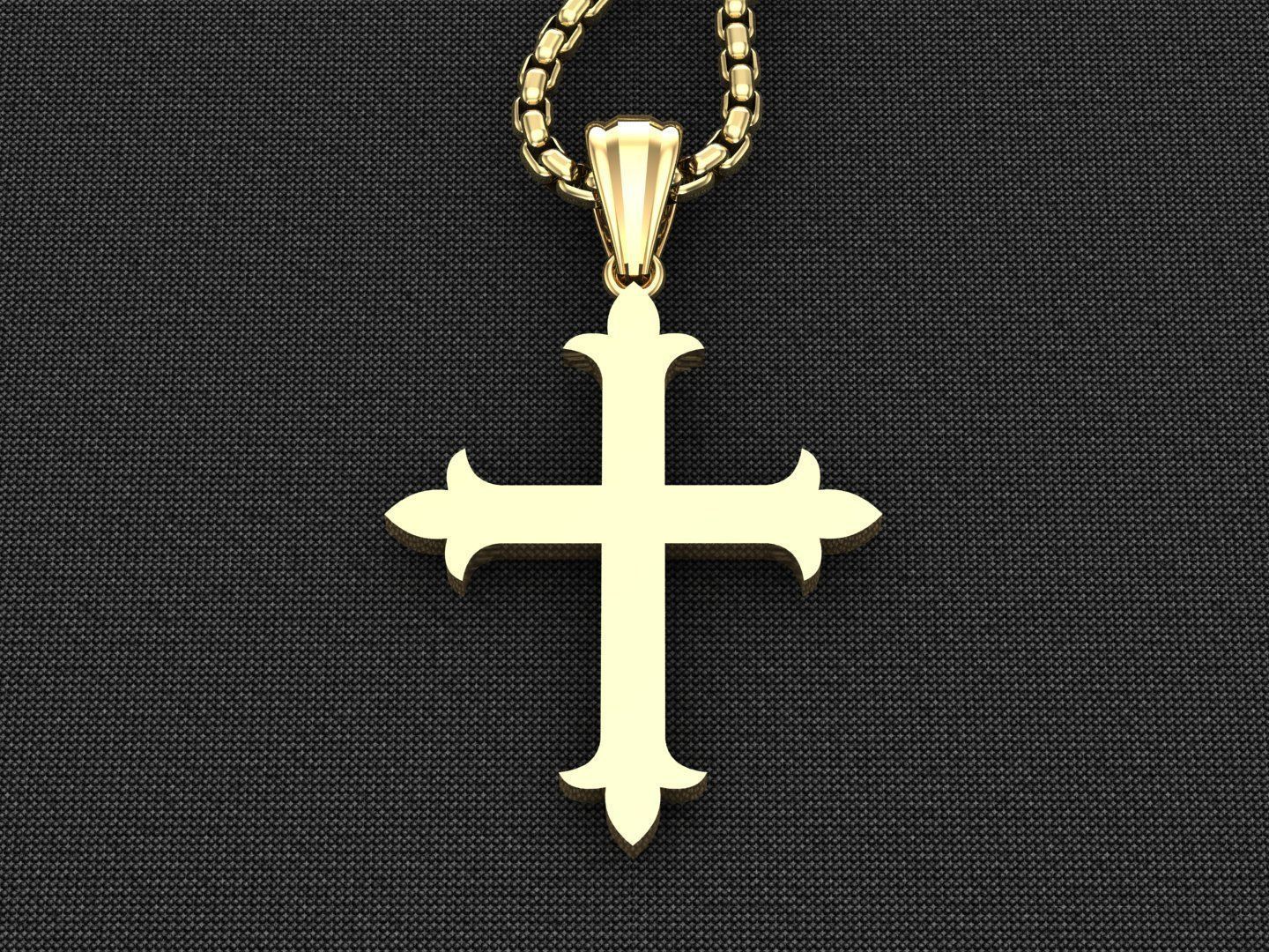 High Cross Pendant Light Gold 18K 3CP078 3D model_2