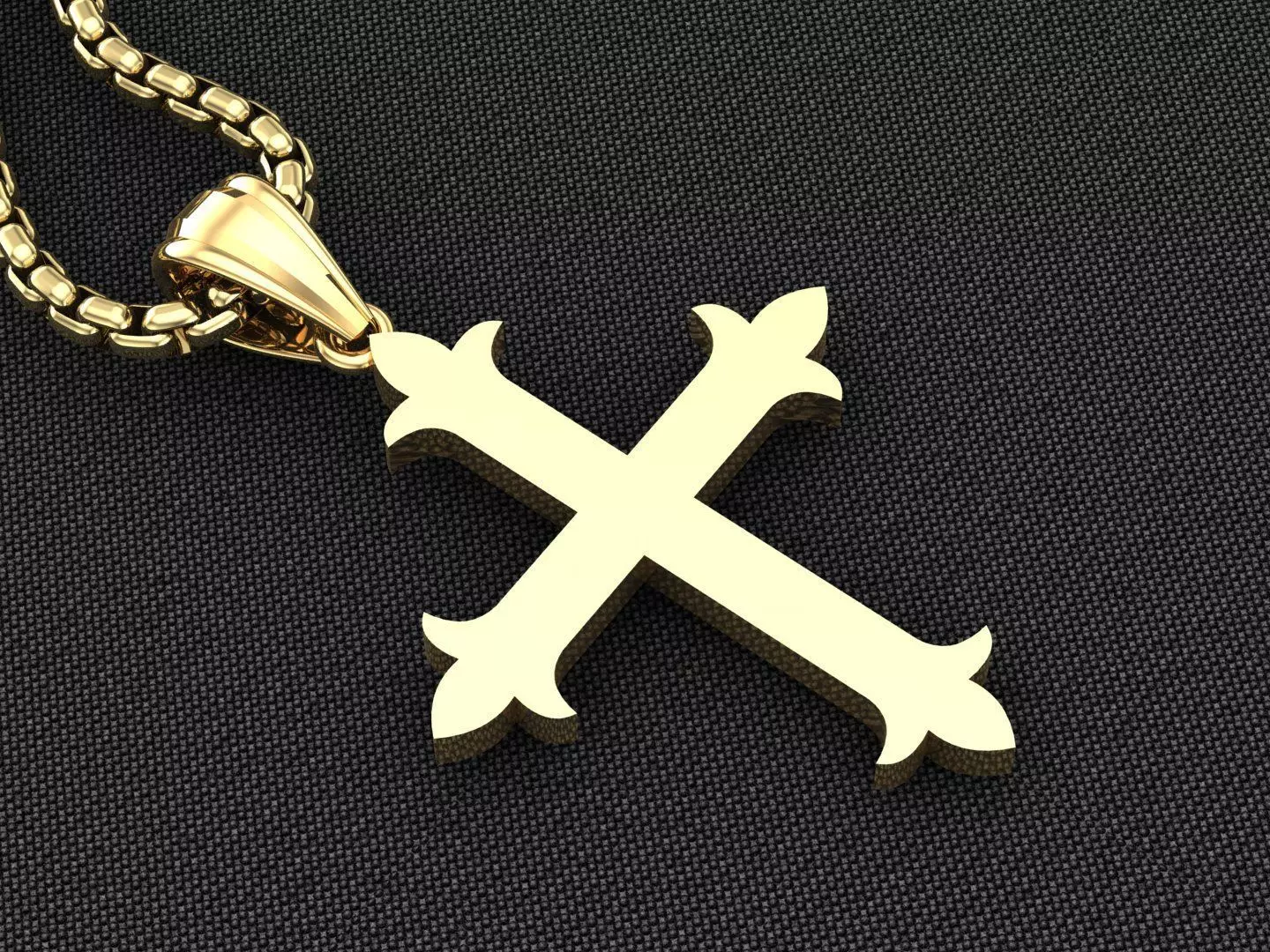 High Cross Pendant Light Gold 18K 3CP078 3D model_0