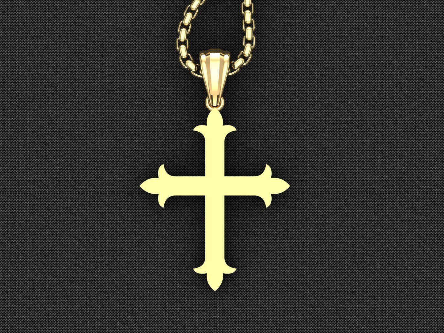 High Cross Pendant Light Gold 18K 3CP078 3D model_4