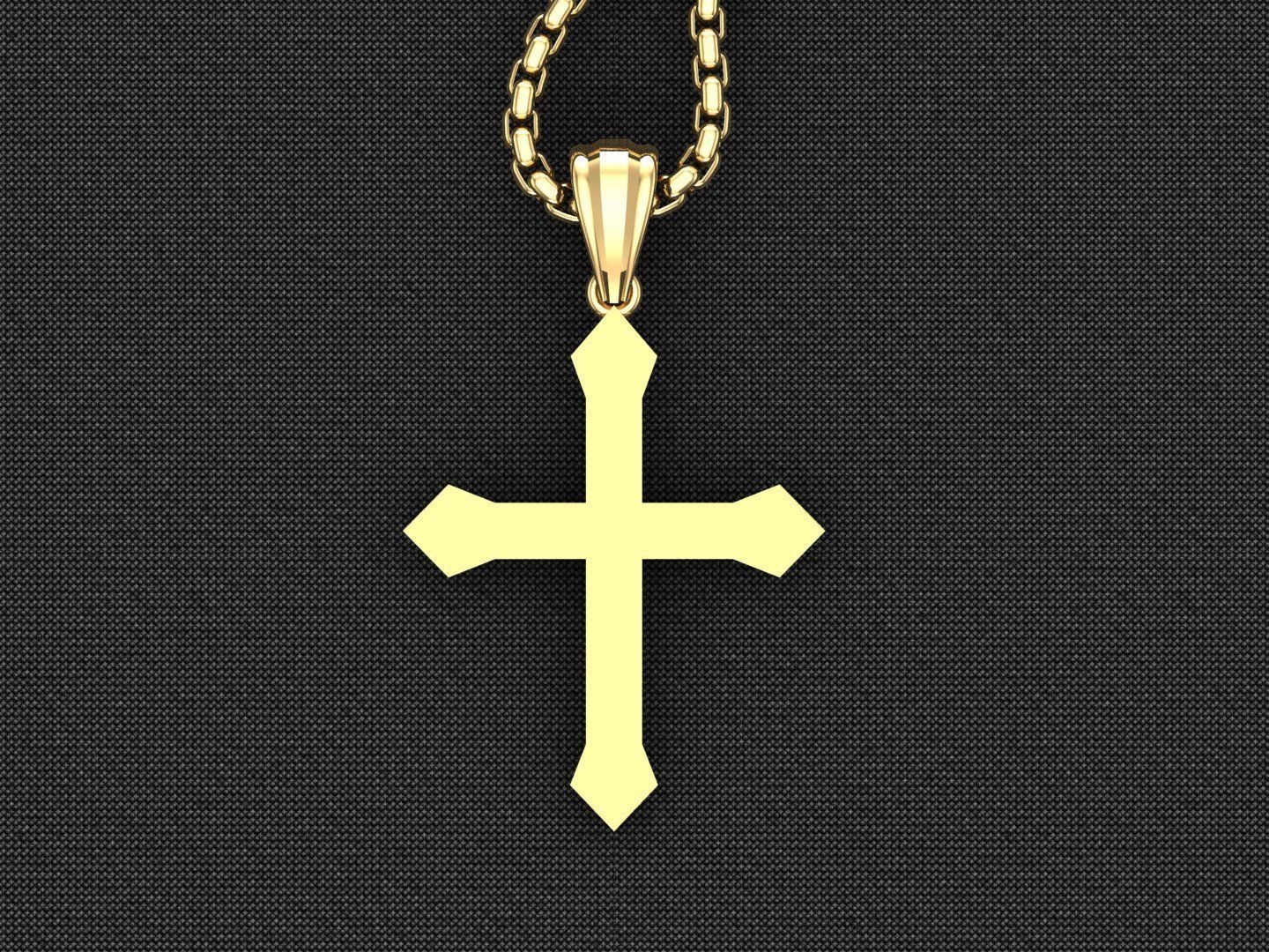 High Cross Pendant Light Gold 18K 3CP061 3D model_4