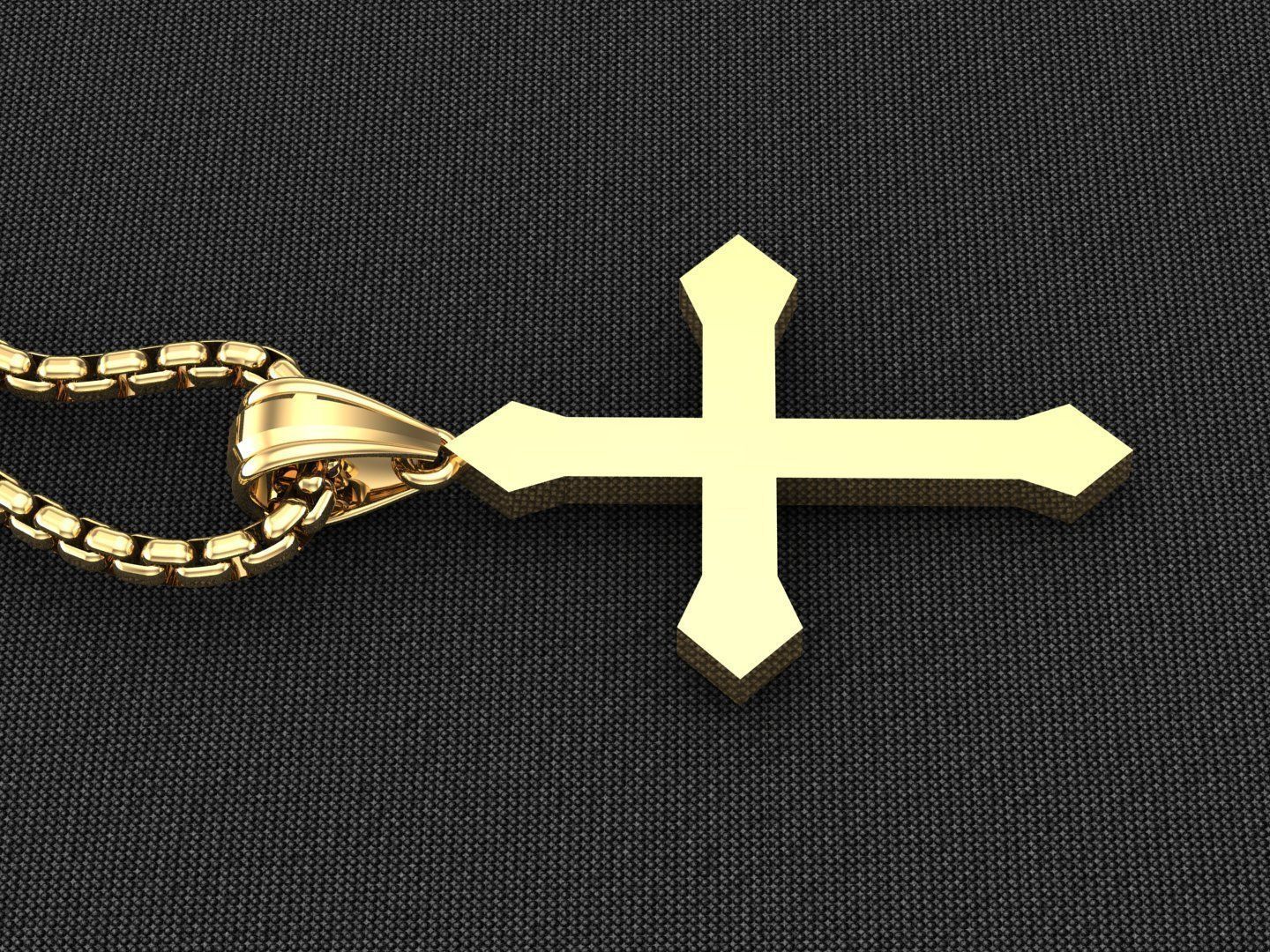 High Cross Pendant Light Gold 18K 3CP061 3D model_3