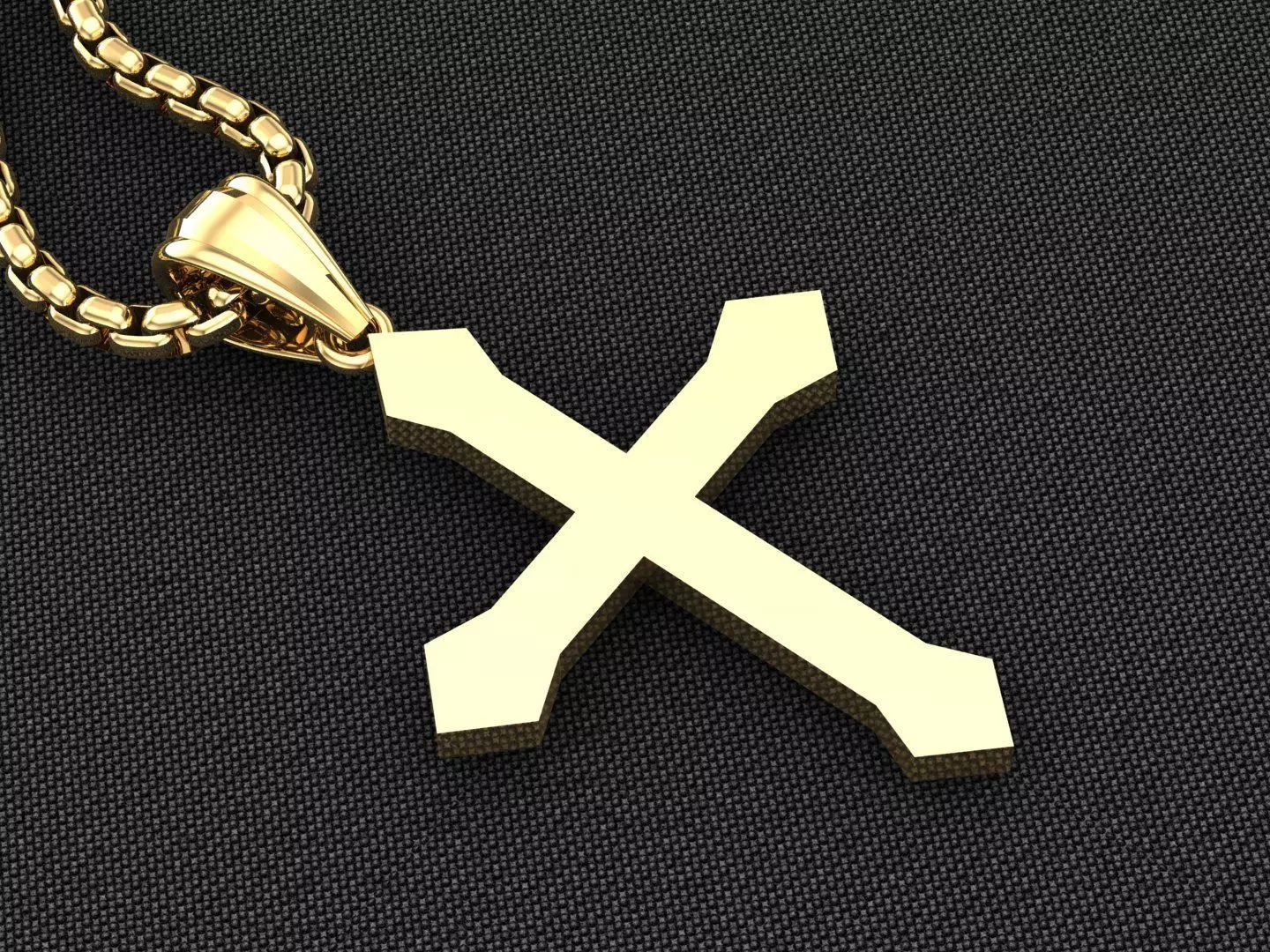 High Cross Pendant Light Gold 18K 3CP061 3D model_0