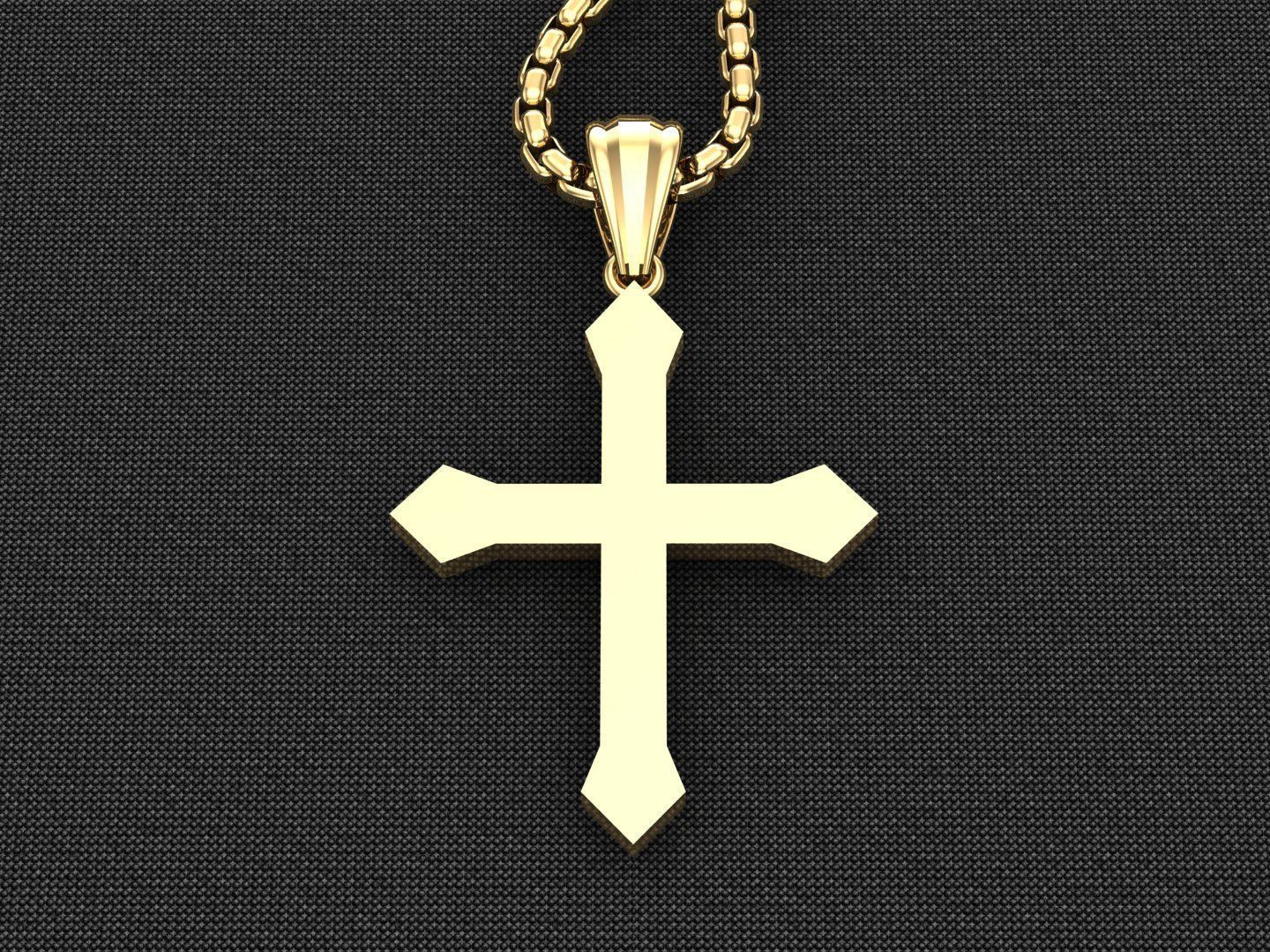 High Cross Pendant Light Gold 18K 3CP061 3D model_2