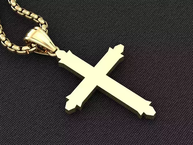 High Cross Pendant Light Gold 18K 3CP060 3D model