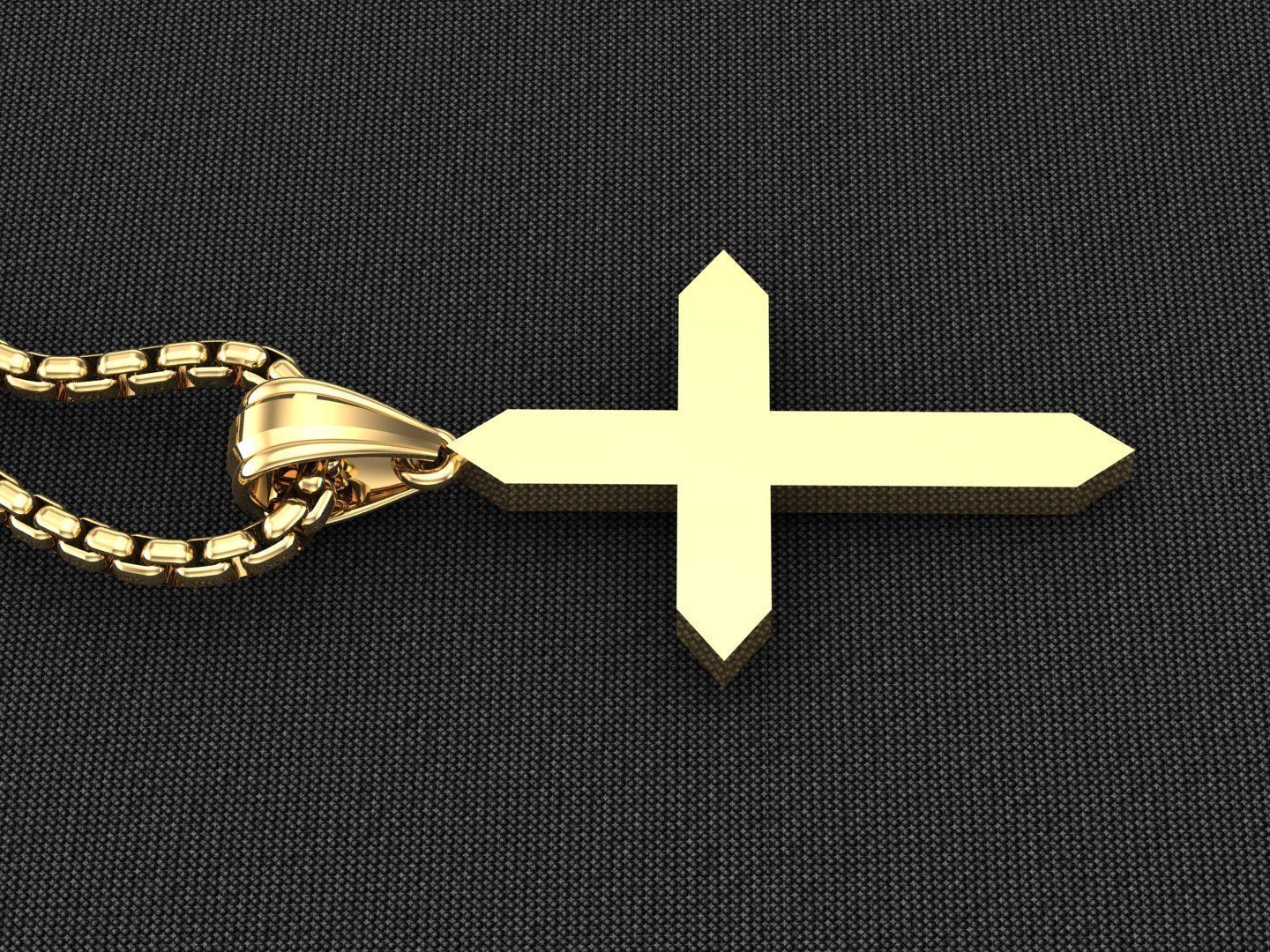 High Cross Pendant Light Gold 18K 3CP058 3D model_3