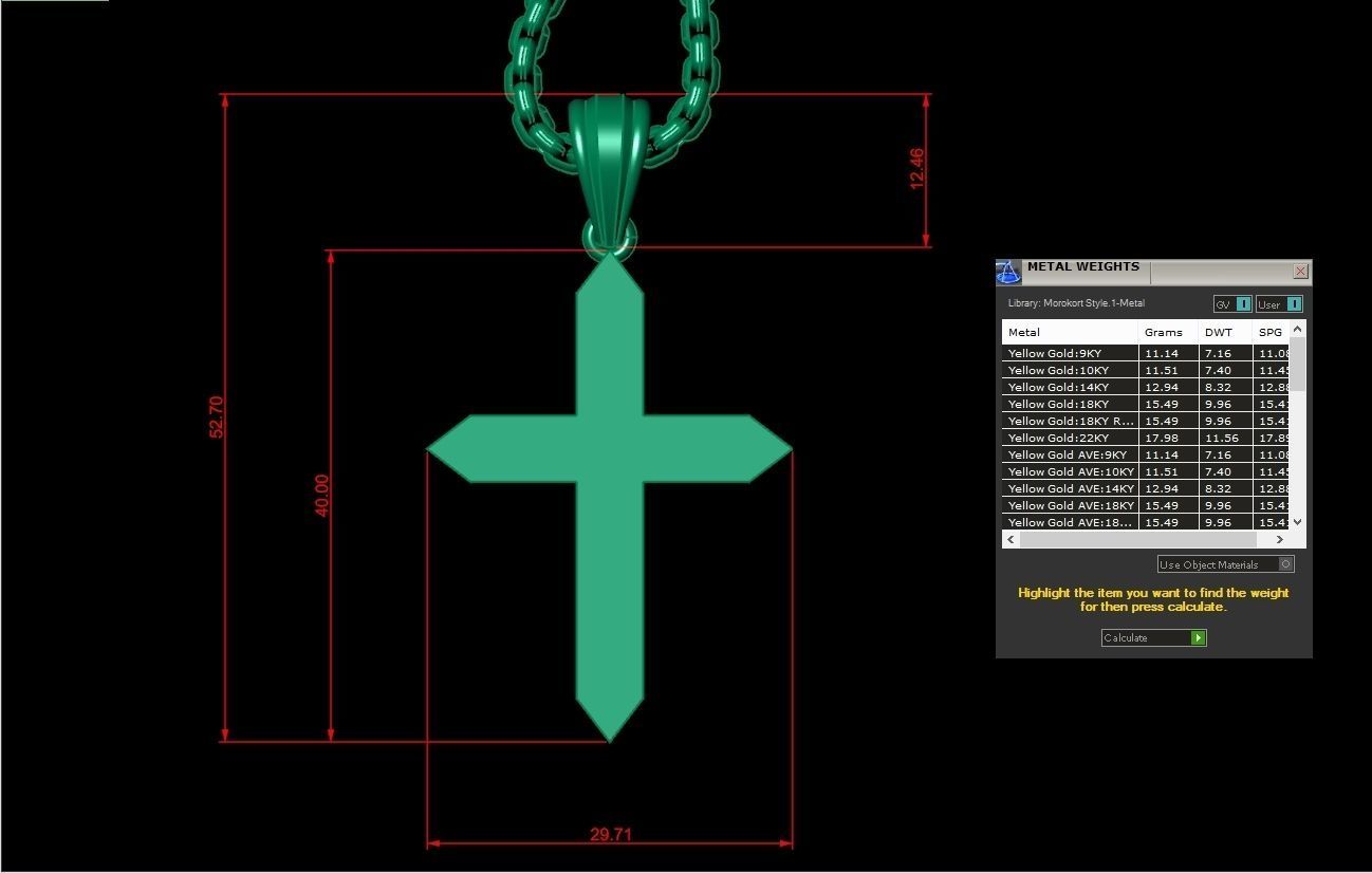 High Cross Pendant Light Gold 18K 3CP058 3D model_1