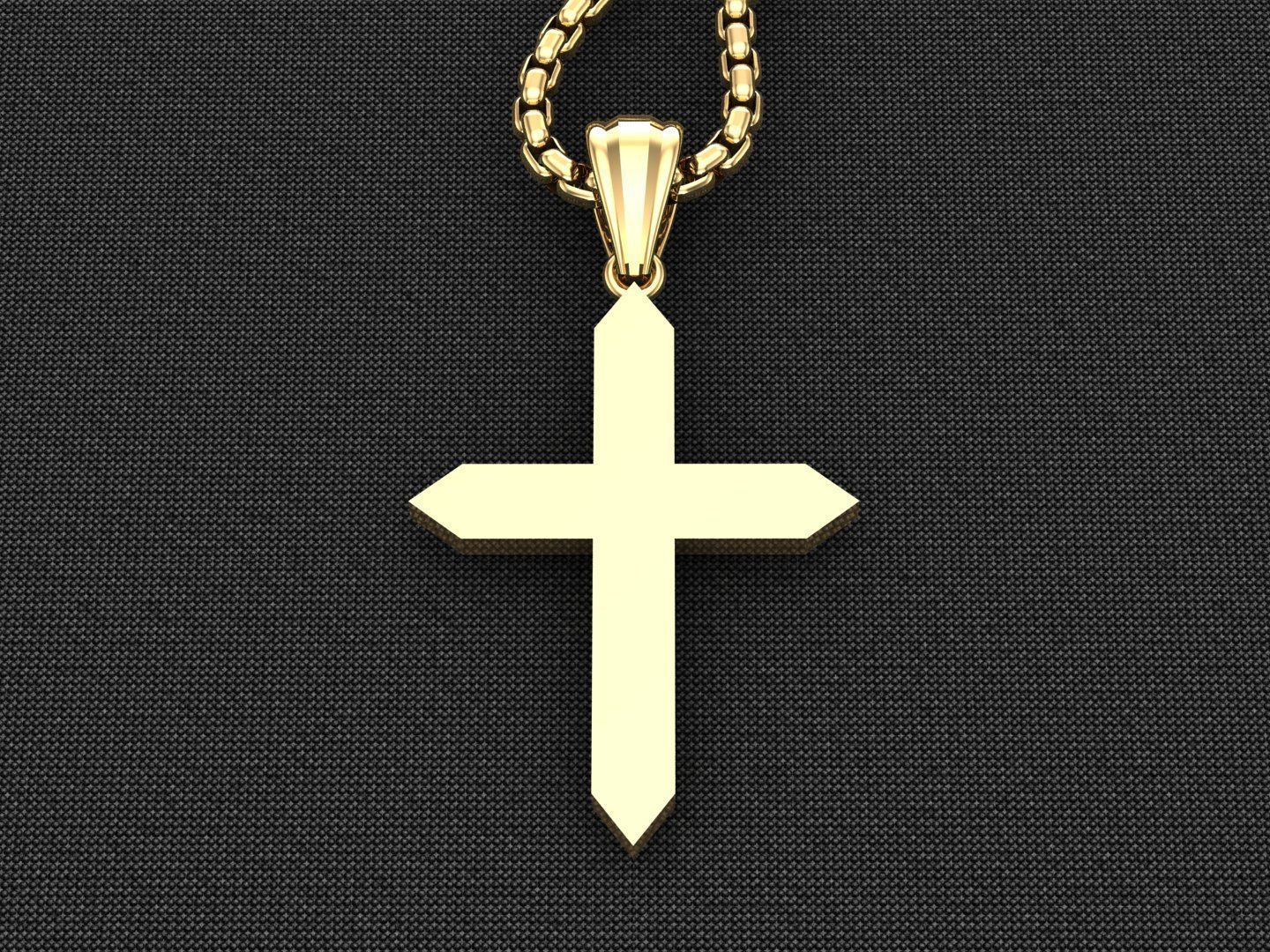 High Cross Pendant Light Gold 18K 3CP058 3D model_2