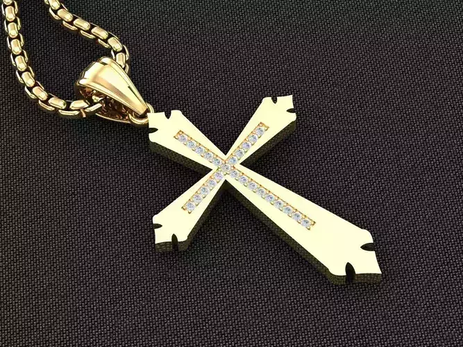 High Cross Pendant Light Gold 18K 3CP057 3D model