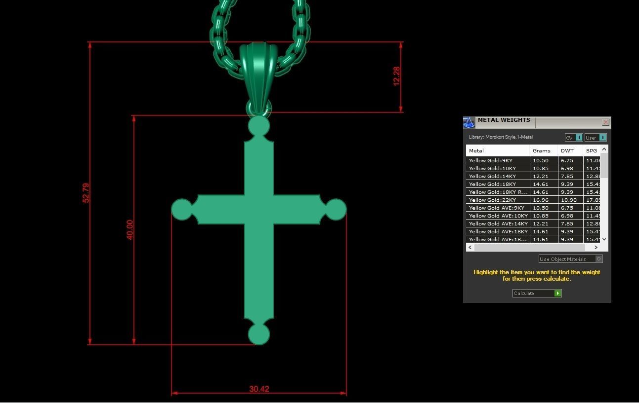 High Cross Pendant Light Gold 18K 3CP055 3D model_1