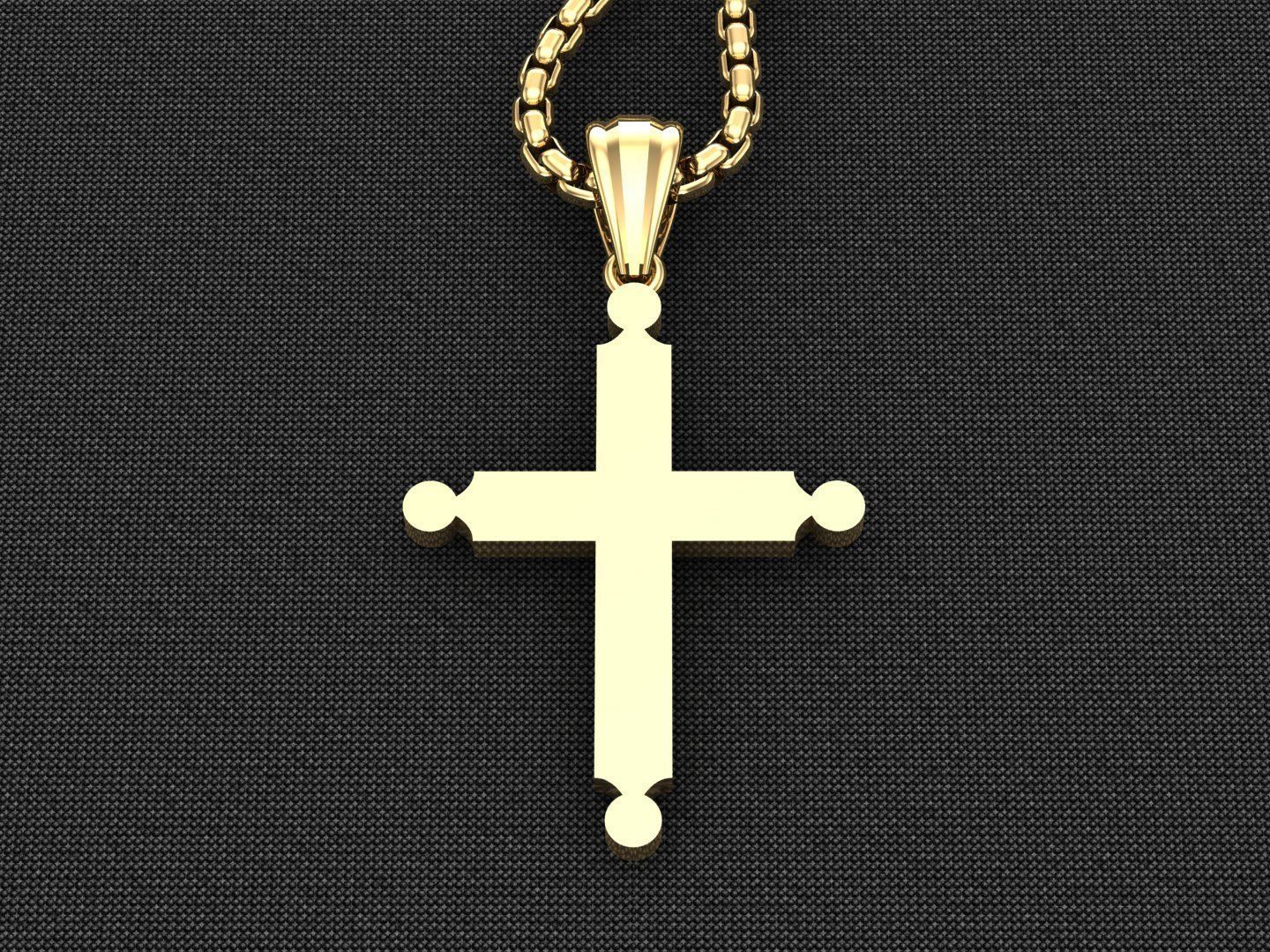 High Cross Pendant Light Gold 18K 3CP055 3D model_2