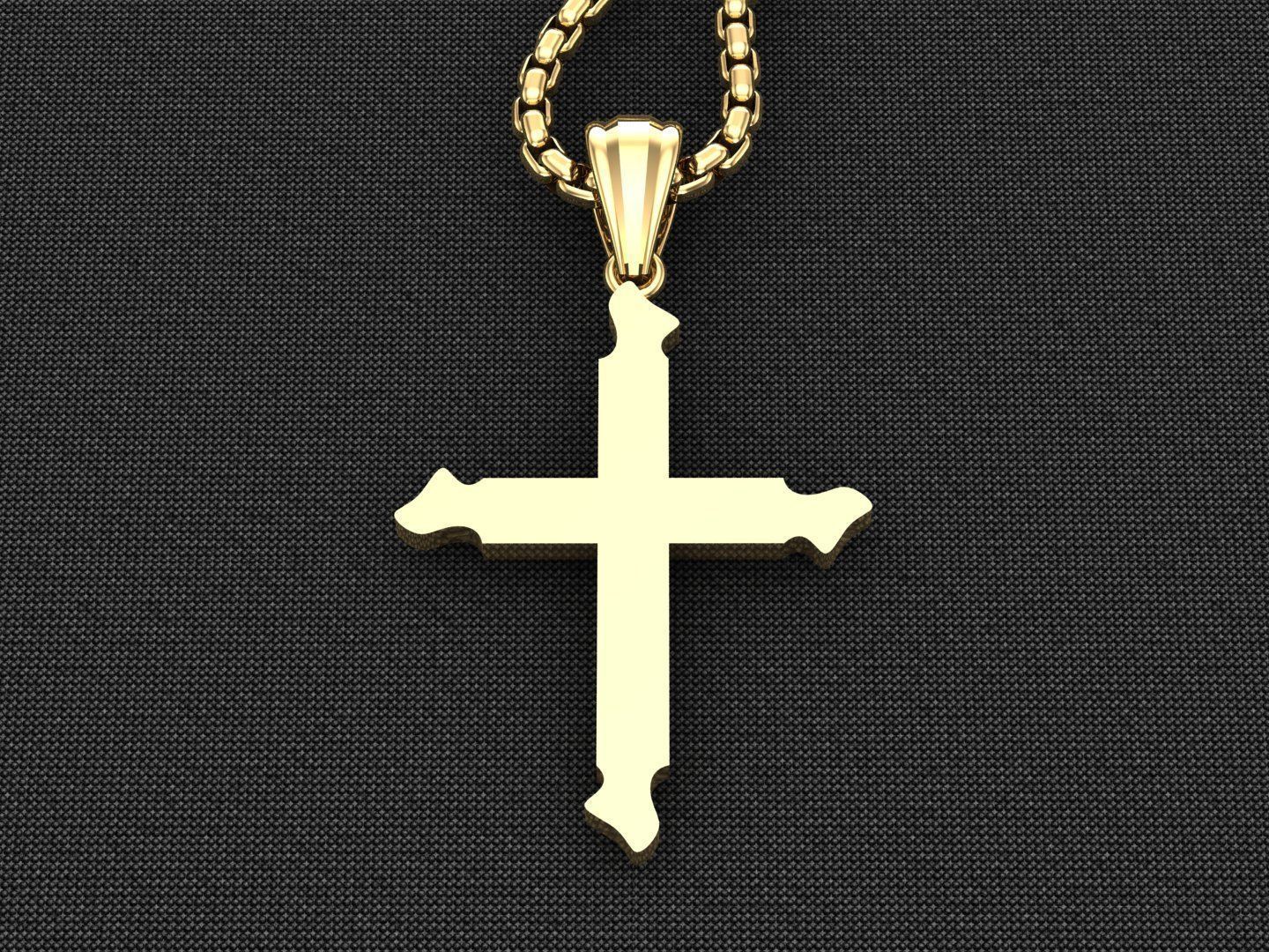 High Cross Pendant Light Gold 18K 3CP054 3D model_2