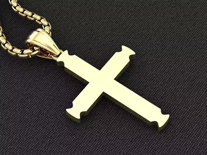 High Cross Pendant Light Gold 18K 3CP049 3D model
