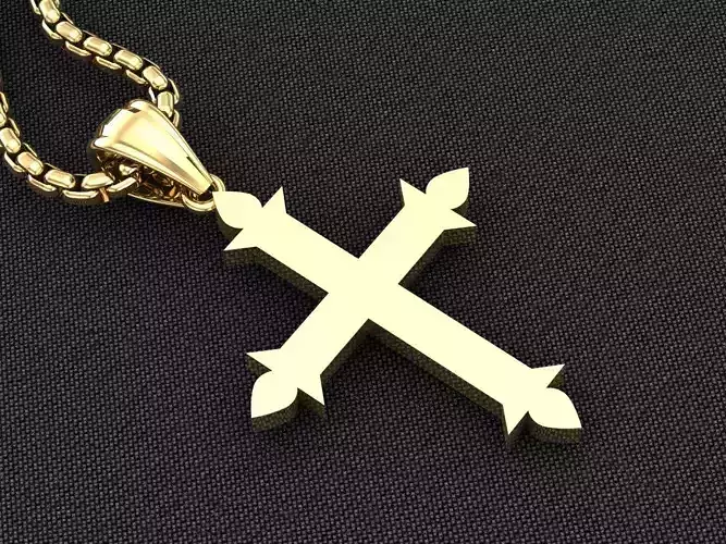 High Cross Pendant Light Gold 18K 3CP048 3D model