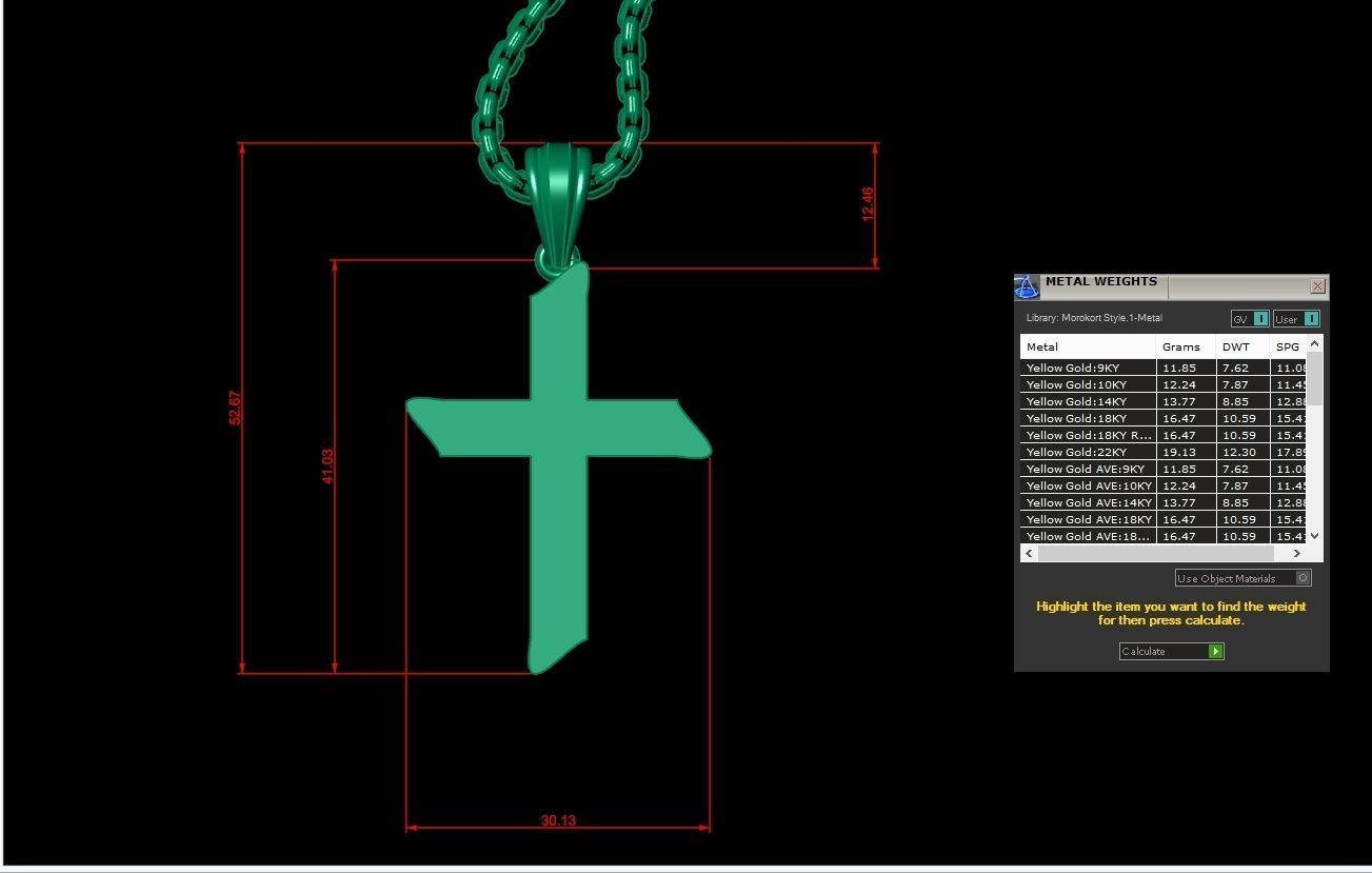 High Cross Pendant Light Gold 18K 3CP045 3D model_1