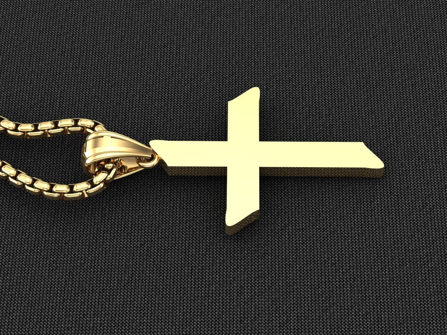 High Cross Pendant Light Gold 18K 3CP045 3D model_3