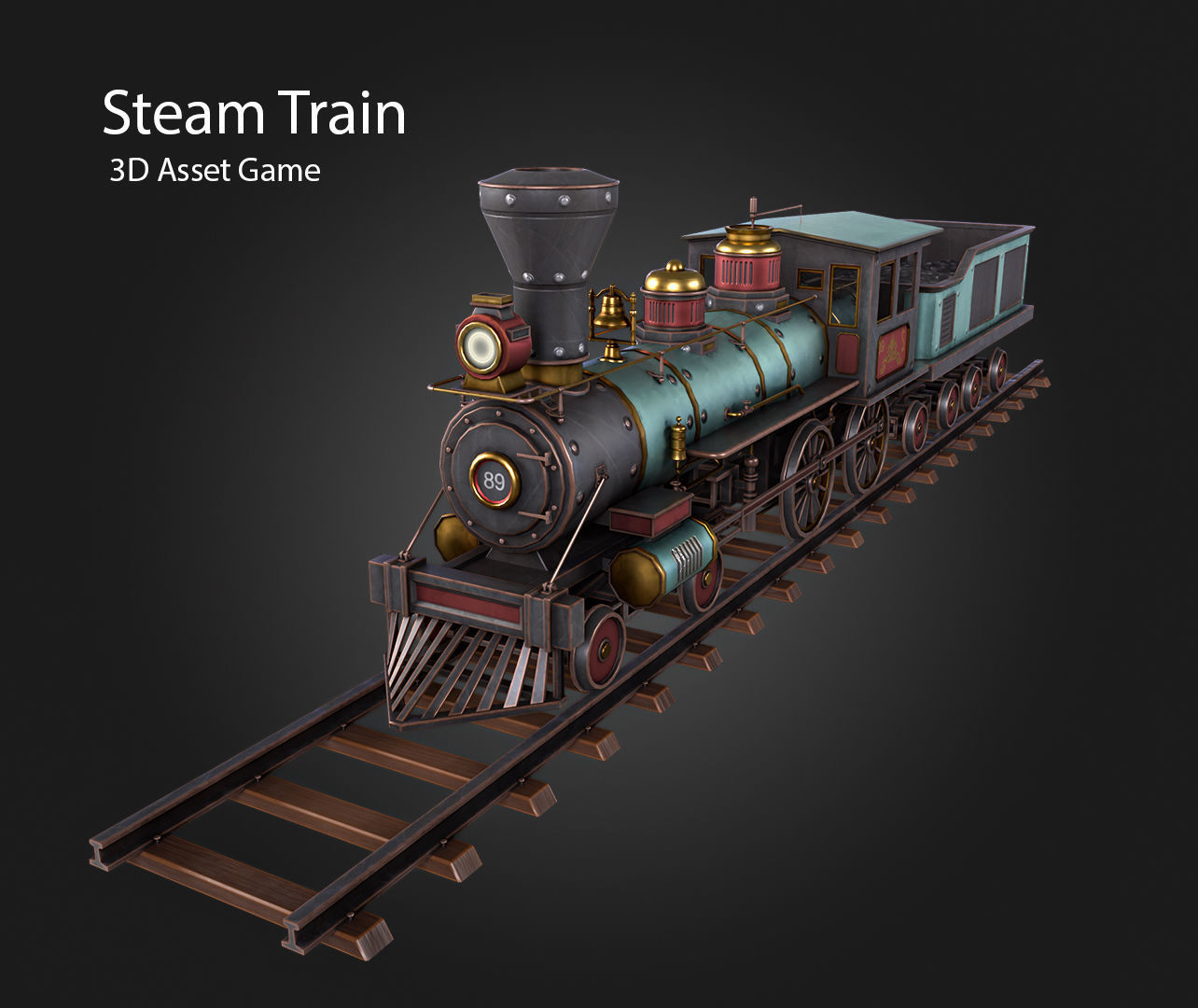 Steam Train Low-poly 3D model_2