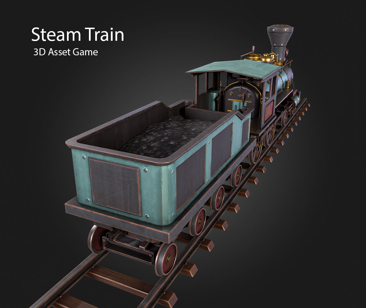 Steam Train Low-poly 3D model_3