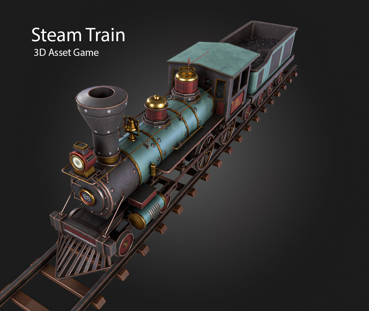 Steam Train Low-poly 3D model_8