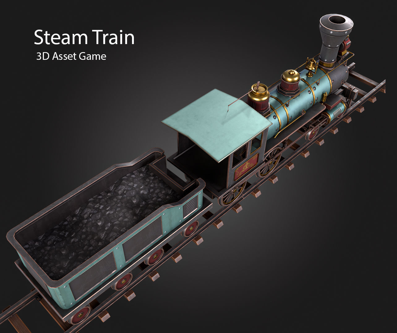 Steam Train Low-poly 3D model_6