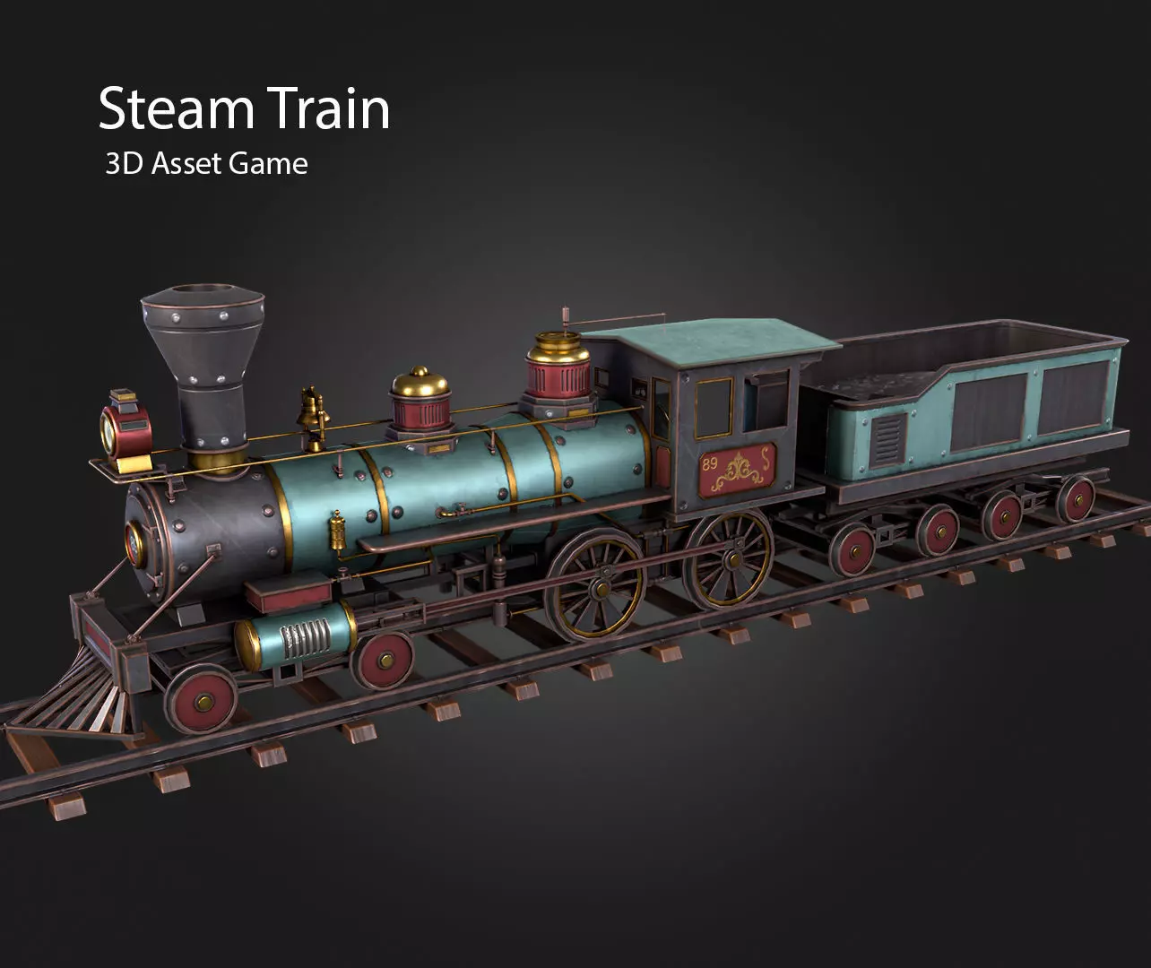 Steam Train Low-poly 3D model_0