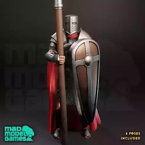 Medieval Knight - Spear - 6 Poses - DND character