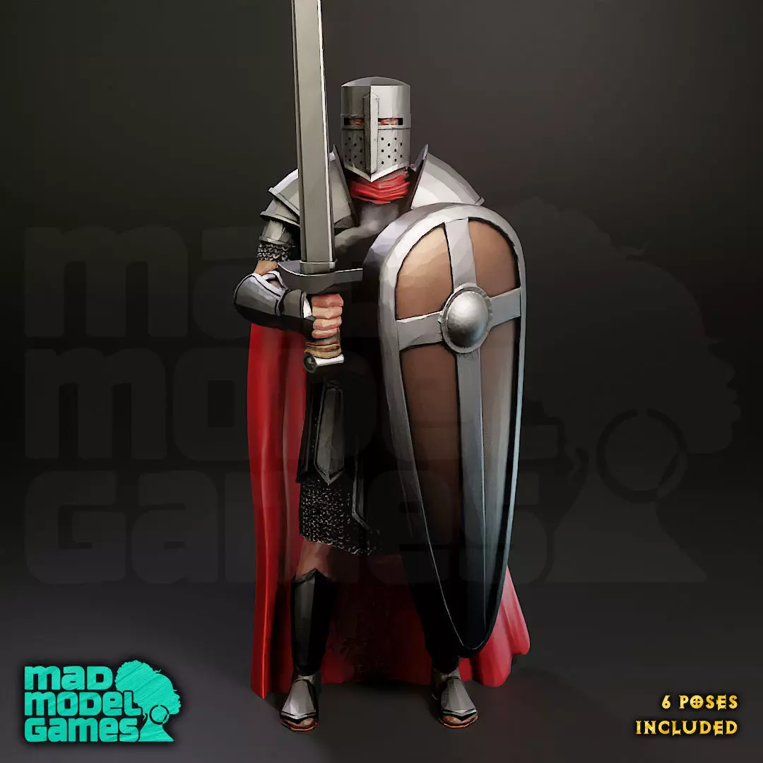 Medieval Knight - Sword - 6 Poses - DND character 3D print model