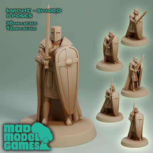 Knight - Sword - 6 Poses 3D print model