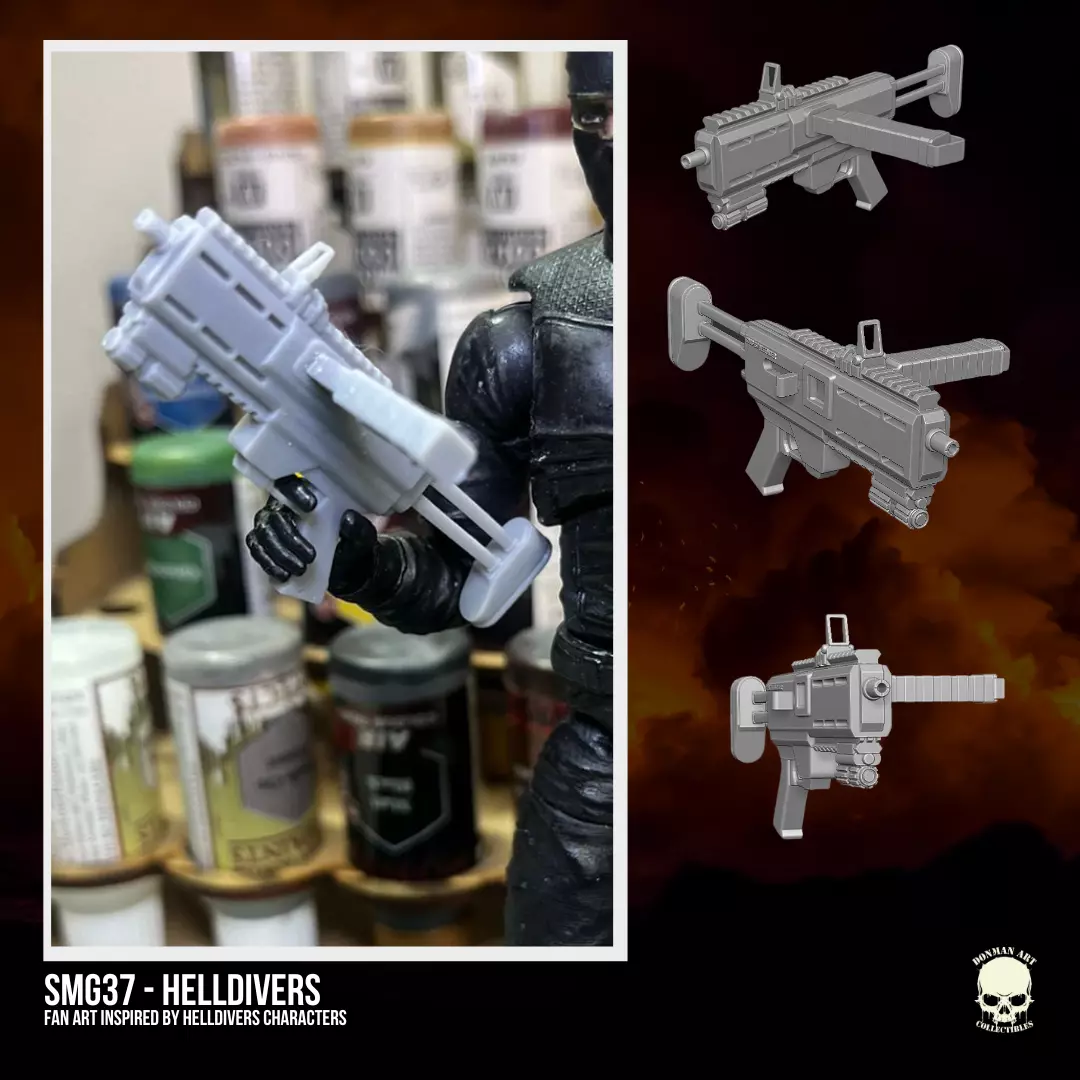 Helldivers SMG37 Fan Art 3D printable File For Action Figures 3D print model